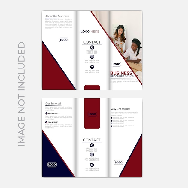 Vector trifold brochure template with photo