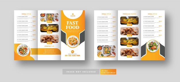 Vector trifold food menu brochure template and fast food menu brochure