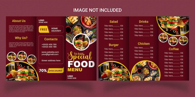 Vector trifold food menu template design