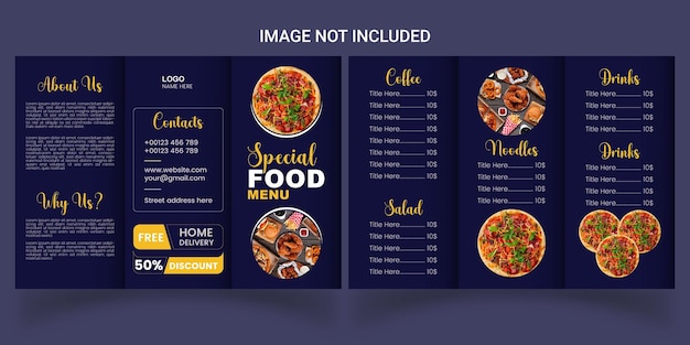 Design del modello di menu alimentare a tre ante