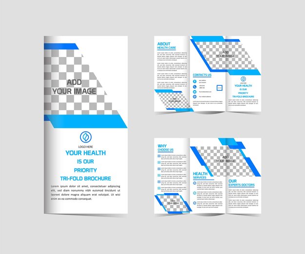 Vector trifold medical brochure design template editable