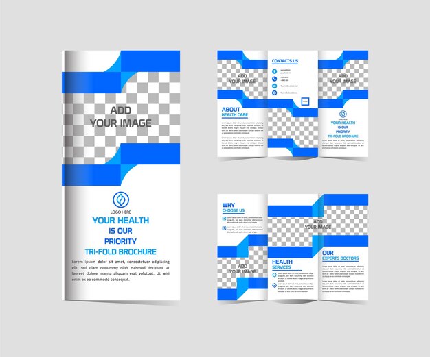 Vettore trifold medical brochure design template modificabile