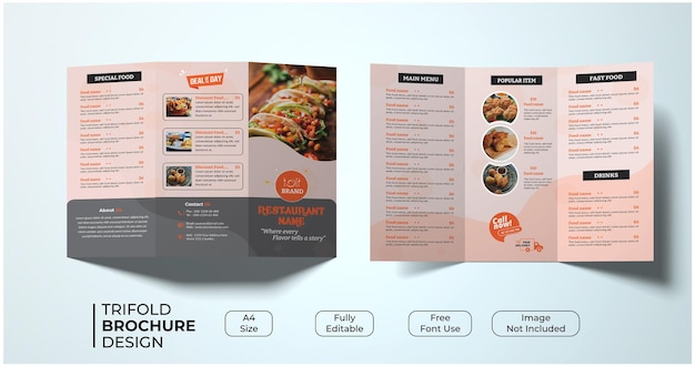 Trifold Restaurant Food Menu Template