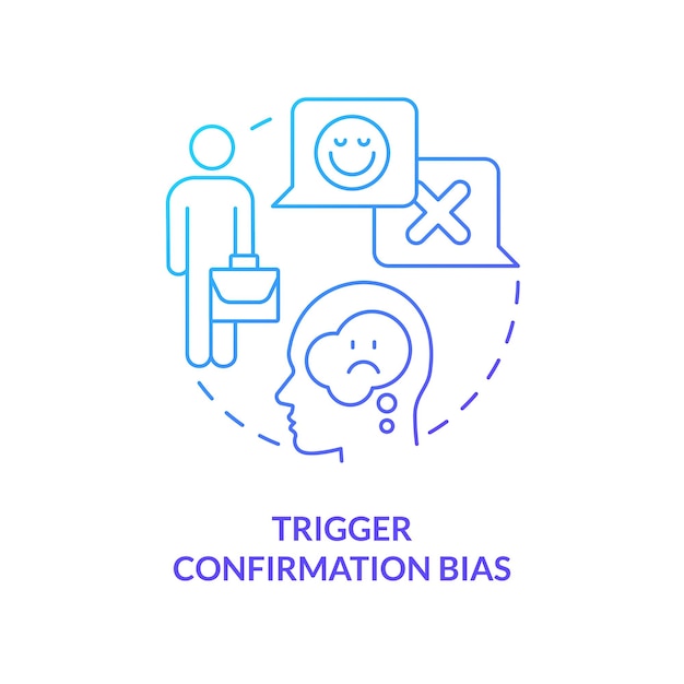 Trigger confirmation bias blue gradient concept icon