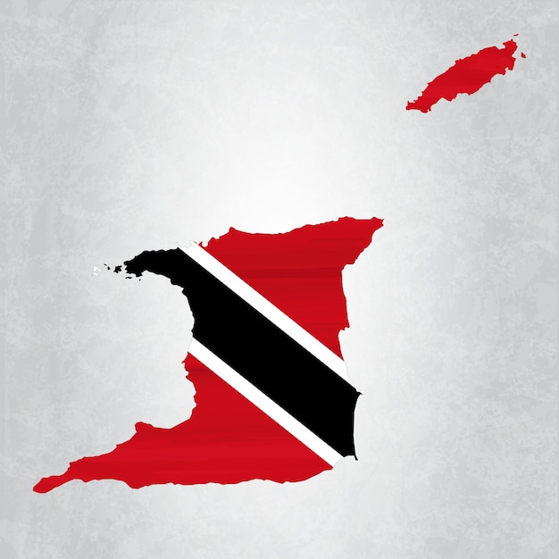 Trinidad en Tobago kaart met vlag