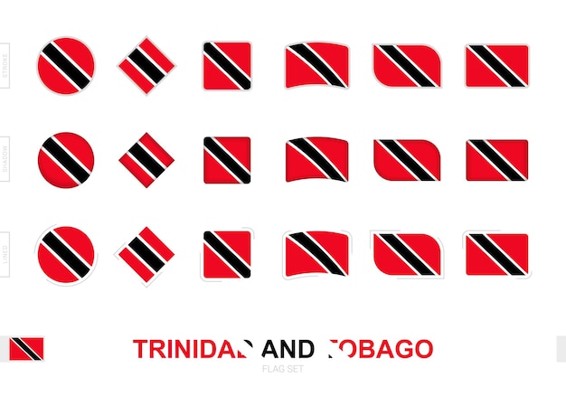 Trinidad and Tobago flag set, simple flags of Trinidad and Tobago with three different effects.