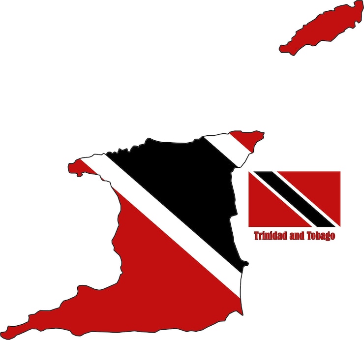 Vector trinidad and tobago map and flag