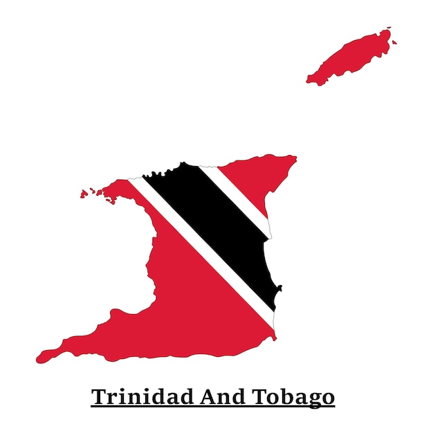 Trinidad And Tobago National Flag Map Design, Illustration Of Trinidad And Tobago Country Flag Insid