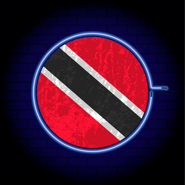 Trinidad and Tobago neon grunge flag on wall backgrond Vector illustration