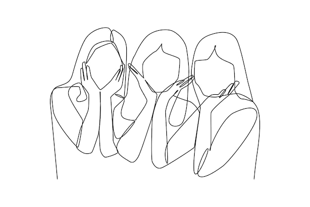 Trio mooie vrouw tekenen door enkele ononderbroken lijn Vrouwendag minimalistisch concept eenvoudige lijn eenvoudige ononderbroken lijn Vrouwtjes voor feminisme onafhankelijkheid zusterschap empowerment activisme