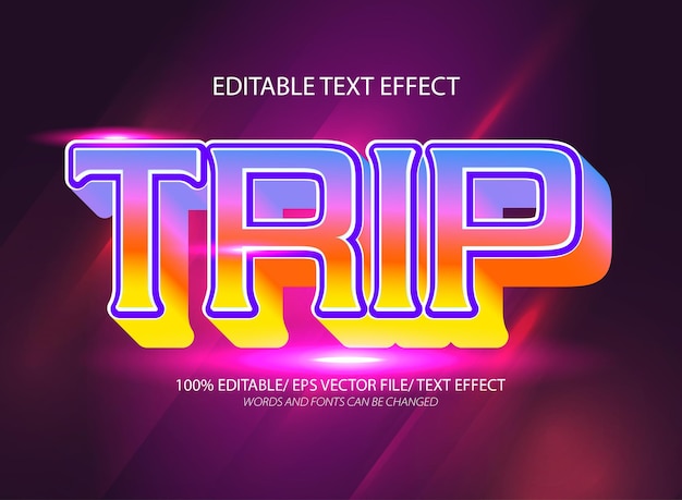 Trip 3d editable text effect template