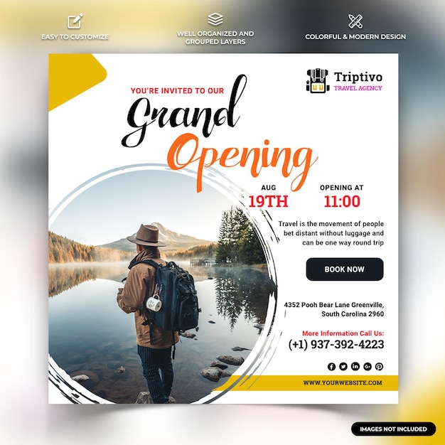 Trip and travel instagram social media post webbannersjabloon vector premium