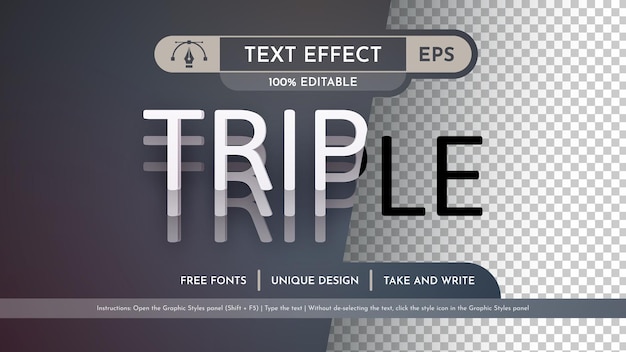 Triple Editable Text Effect Font Style