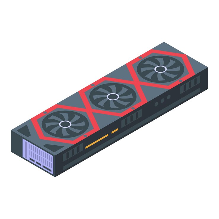 Vector triple fan video card icon isometric of triple fan video card vector icon for web design isolated on white background