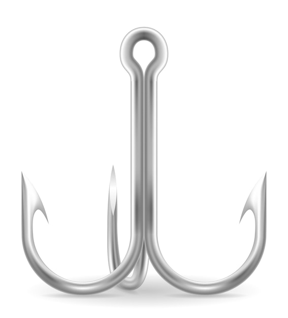 Triple metal fish hook vector illustration