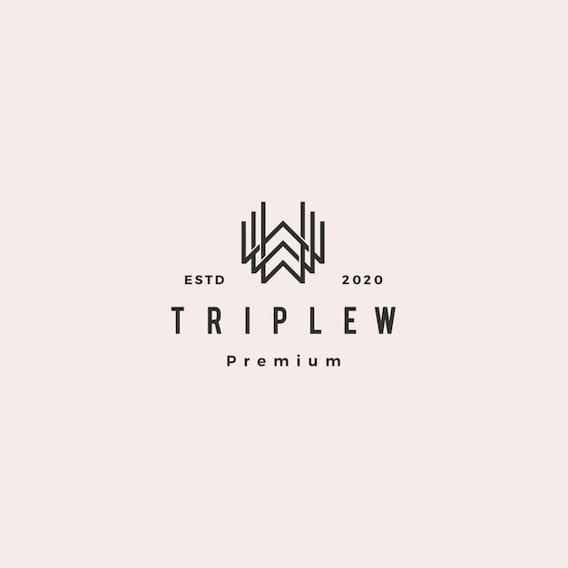 Triple w monogram www brief hipster retro vintage lettermark logo voor branding