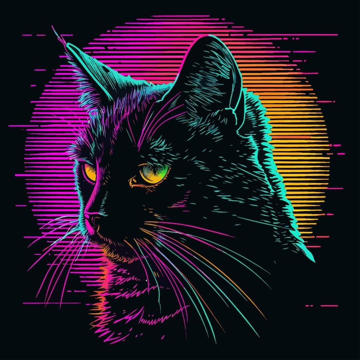Vector trippy kattent-shirtontwerp