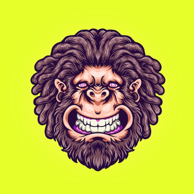 Vettore trippy gorilla maschio illustrazione