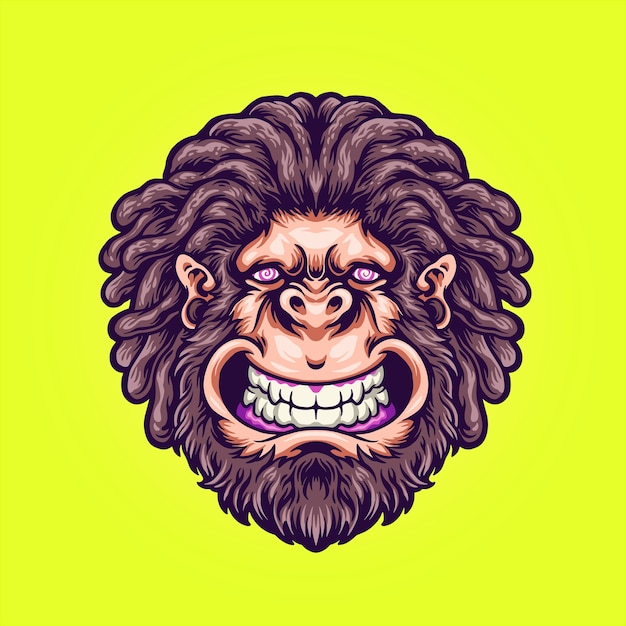 Vector trippy mannelijke gorilla illustratie