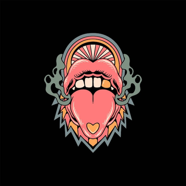 trippy mouth illustration vector design