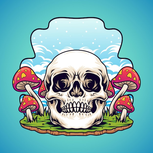 Trippy skull and mushroom