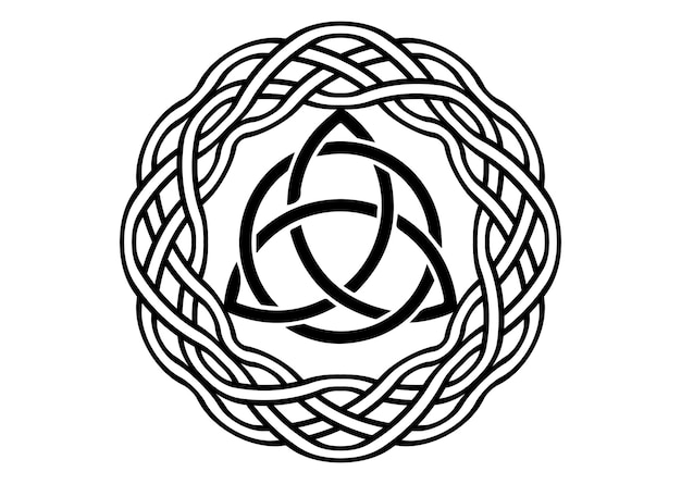 Vettore triquetra, trinity knot, simbolo wiccan di protezione. insieme del nodo della trinità celtica nera isolato