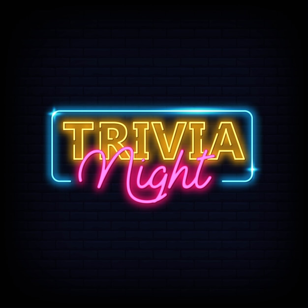 Vector trivia nacht aankondiging neon uithangbord