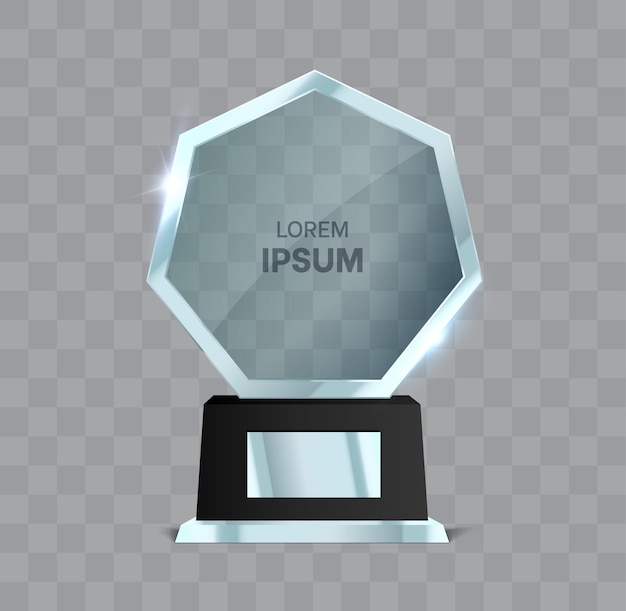 Trofee award geïsoleerd Transparant glas prijs Vector illustratie