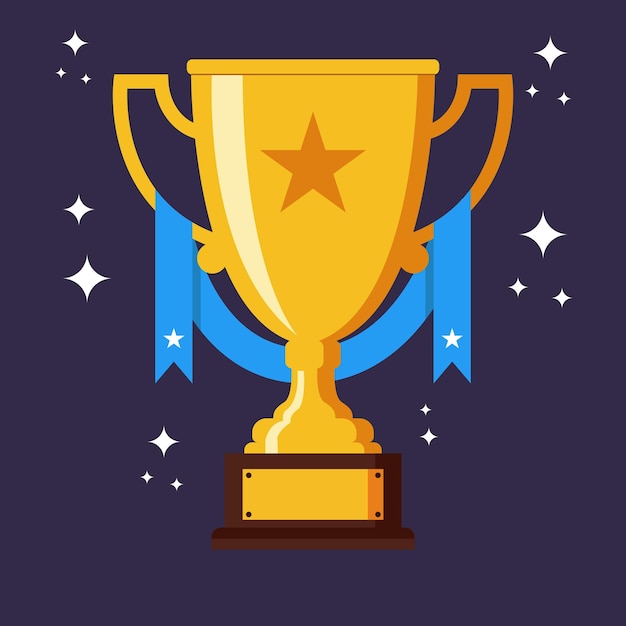 trofeo ganador met cinta azul