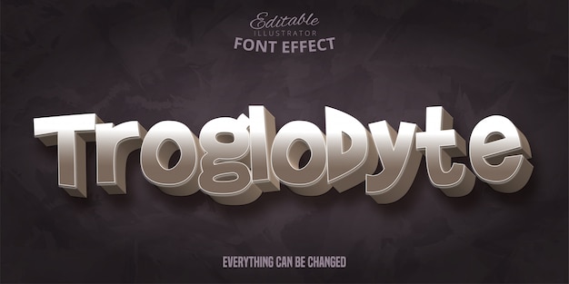 Troglodyte text, 3d stone style editable font effect