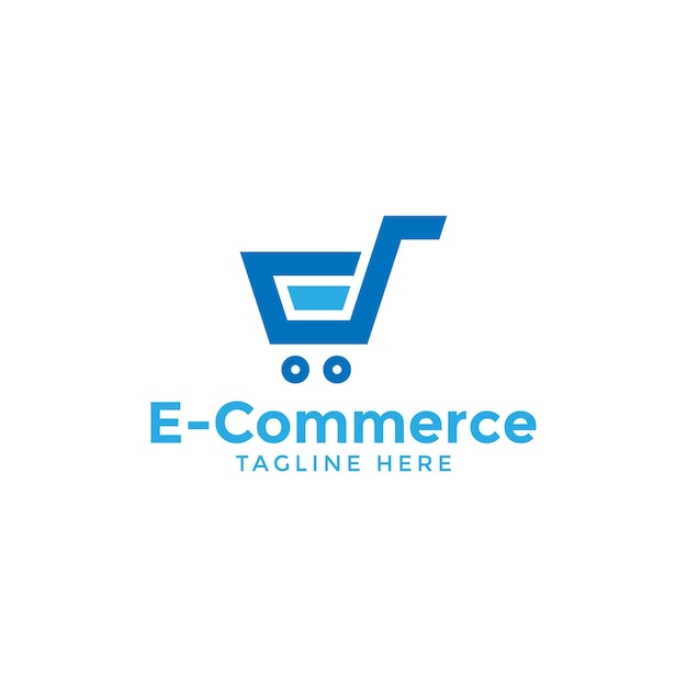 trolley logo shopping symbool e commerce logo ontwerpsjabloon