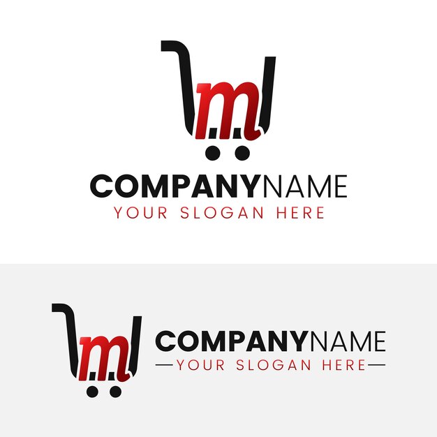 Тележка магазин и буква м логотип