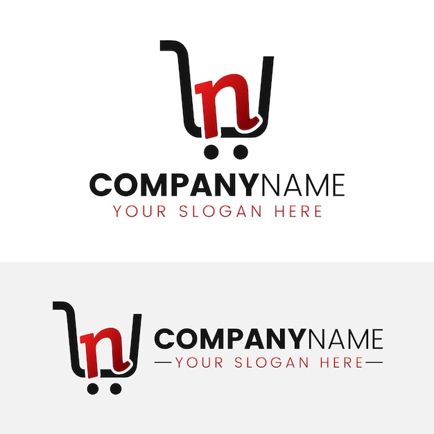 Тележка магазин и буква n логотип