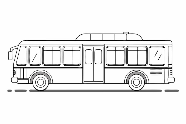Vector trolleybus transport types isolated continuous single line art flat illustration on white background