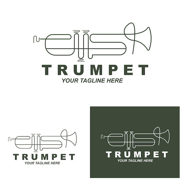 Trompet logo ontwerp genereren melodie muziekinstrument vector schets illustratie
