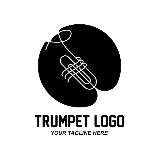 Trompet logo ontwerp genereren melodie muziekinstrument vector schets illustratie