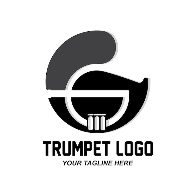 Trompet logo ontwerp genereren melodie muziekinstrument vector schets illustratie