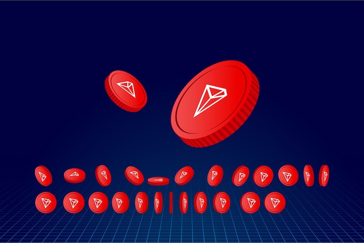 Vector tron crypto currency coin cryptocurrency concept banner background