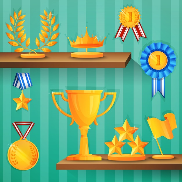 Vector trophies and medals background design