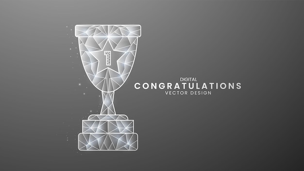 Trophies number one and star Low poly style vector illustration