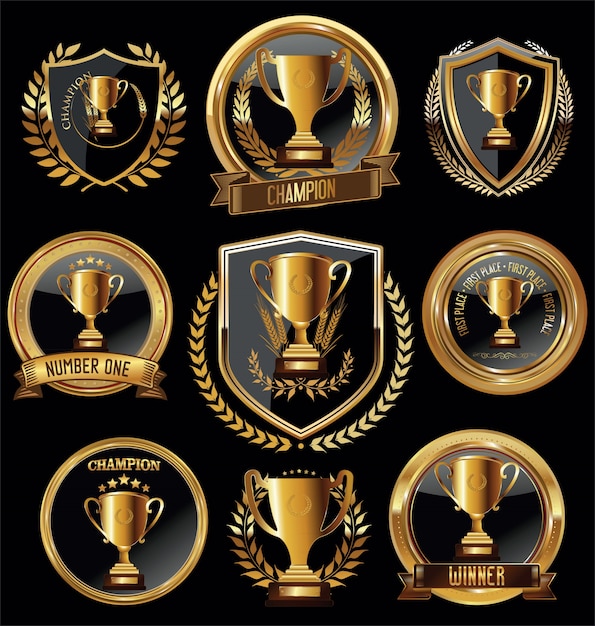 Trophy and awards golden badges