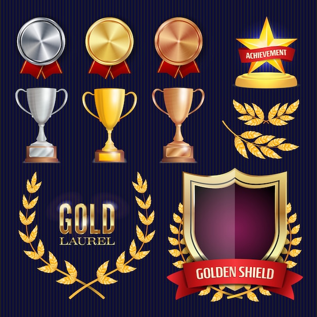 Trophy awards set illustration