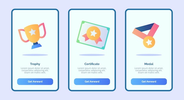 モバイルアプリテンプレートバナーページUIのトロフィー証明書メダル