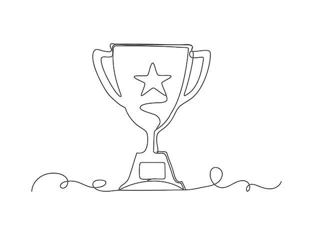 Vector trophy continuous one line shape isolated vector illustration