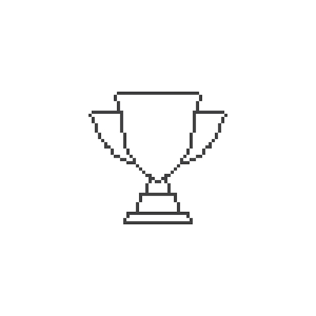 Trophy cup award Pixel art line icon vector illustration