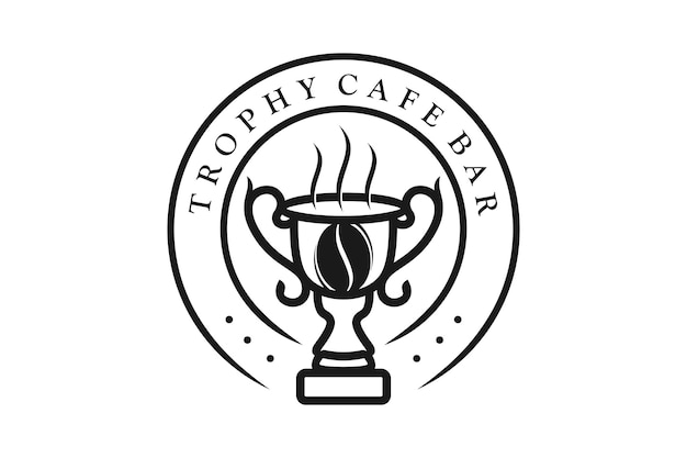 빈티지 레트로 스포츠 바 Cafe Tavern 로고 디자인 영감을 위한 트로피 컵 맥주