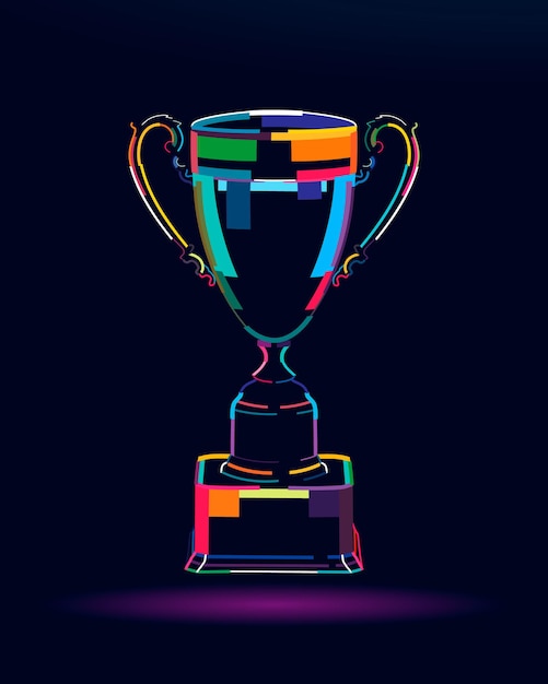 Trophy cup champion trophy sport award winner prize abstract colorful drawing