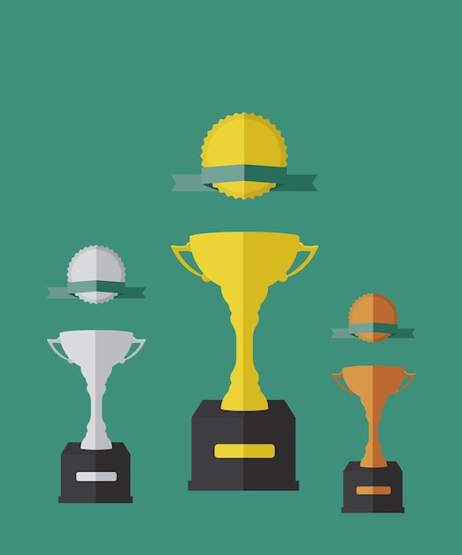 Vector trophy cup and medals illustration