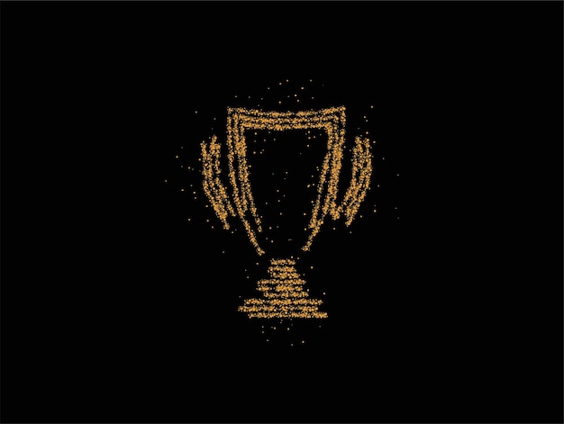 trophy cup particle art icon, vector on white background