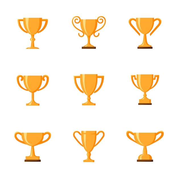 Trophy cup Trophy cup icons set Flat style